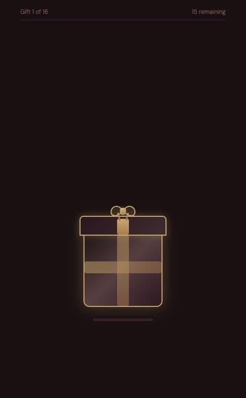 Anniversary Gift Game first unopened gift with progress indicator